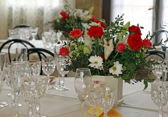 table set for the celebration of the wedding ceremony of two pri