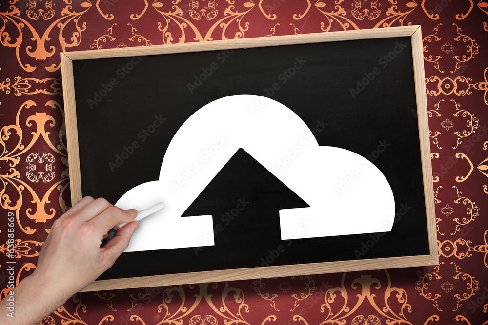 Poster Composite image of hand drawing cloud computing with chalk