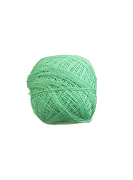 light green yarn ball on white background