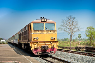railway tracks on background of scenery