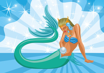 Obraz na płótnie Canvas The ocean and the mermaids, illustration