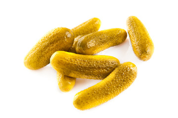 Cucumbers pickled isolated on white background tasty vegetarian