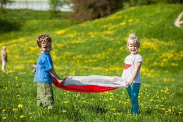 	children with Polish flag