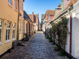 Naklejka na ściany i meble Street with old houses from Ribe in Denmark