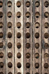 the old wooden bottle rack