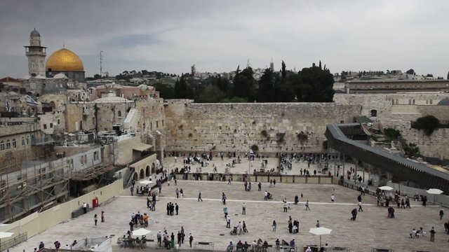 Time-laps of Wailing wall in Jerusalem, Israel