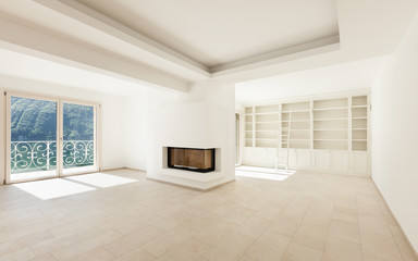 Interior of a new empty house, view living room