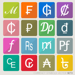 Currency icons set. currency symbols vector (world money)