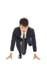 full of confidence businessman make a running pose