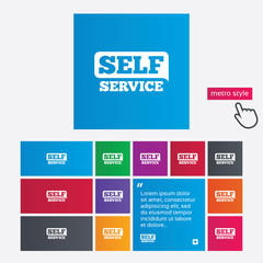 Self service sign icon. Maintenance button.
