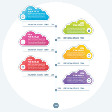 Infographic Business Concept of Timeline with colored clouds
