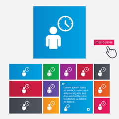 Person waiting sign icon. Time symbol.