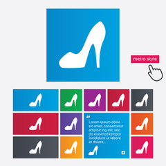 Women's shoe sign icon. High heels shoe.