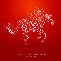 New Year of horse 2014 stars greeting card