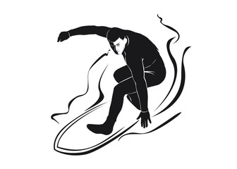 Vector silhouette surfer