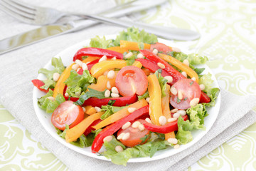 Salad with vegetables and greens.