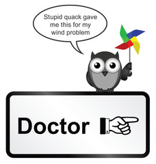 Monochrome comical wind problem sign