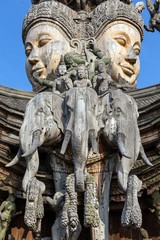 God and elephant wooden statue