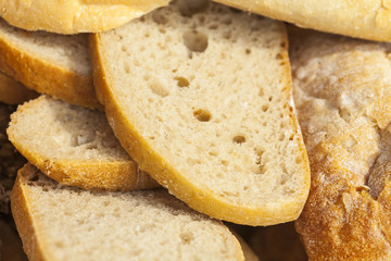 Slices of bread and other baked goods..