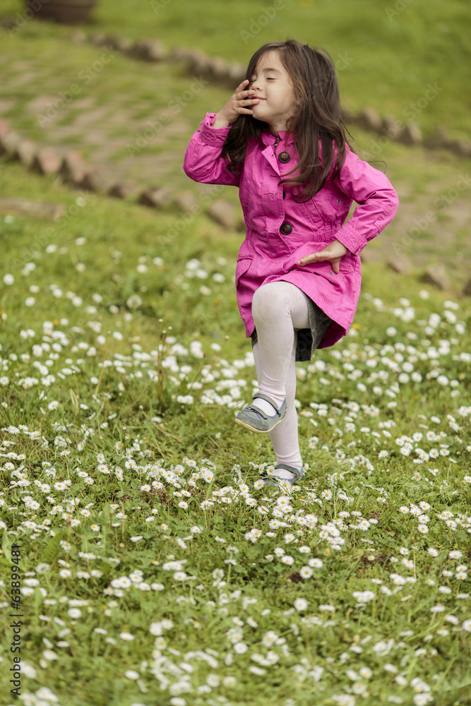 Canvas Prints Little girl at the spring field