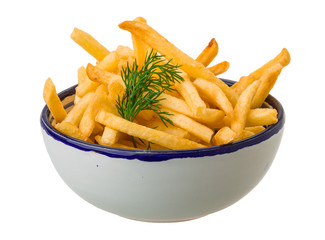 French fries on white background