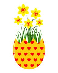 daffodils in egg pot