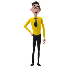 3d happy office man in suit, isolated 