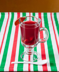 apple compote in glass with spoon