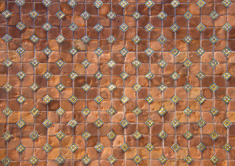 background of brown ceramic tiles