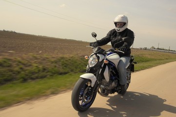 Man driving motorcycle
