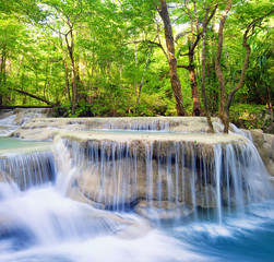 Waterfall landscape background. Beautiful nature