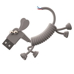 3d funny technology animal, USB connector dog