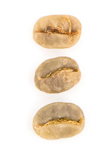 Green raw coffee beans.