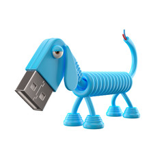 3d funny technology animal, USB connector dog