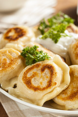 Homemade Polish Pierogis with Sour Cream