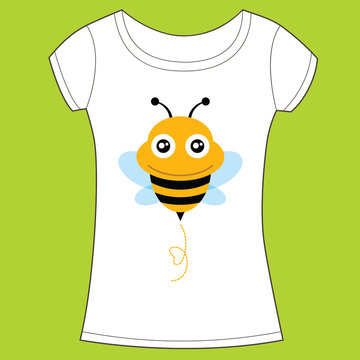 T-shirt design with cute bee