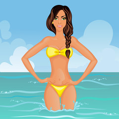 Yellow bikini girl
