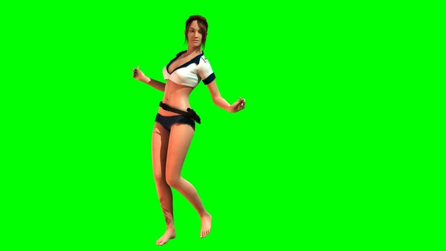 Hot Girl in sexy Police Dress dances - green screen