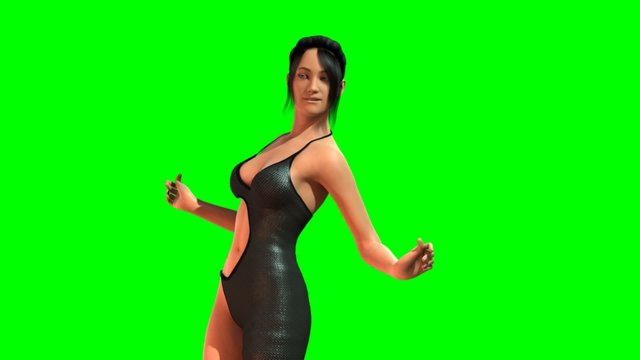 Hot Girl in sexy mini Dress dances - green screen