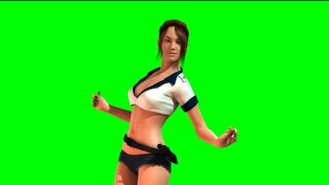 Hot Girl in sexy Police Dress dances - green screen