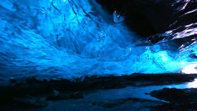 River in crystal ice cave
