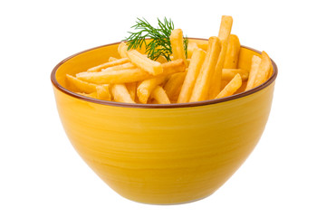 French fries on white background