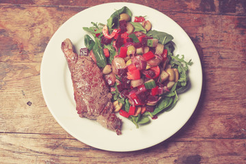 Sirloin steak and salad