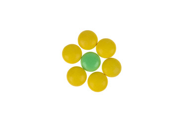 Stack of different pills in blisters isolated on white backgroun