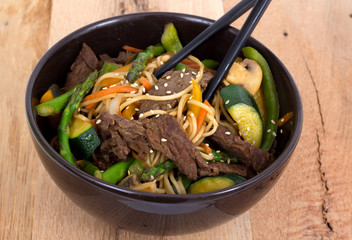 asian beef stir fry bowl