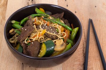 asian beef stir fry bowl