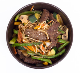 asian beef stir fry bowl isolated