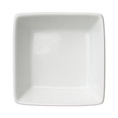Empty clean square bowl isolated on white background