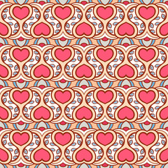 pink hearts and blue leaves