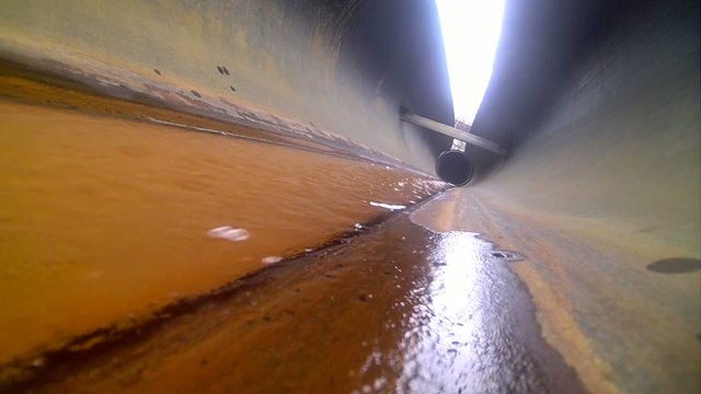 industrial water with foam in  engineering pipe